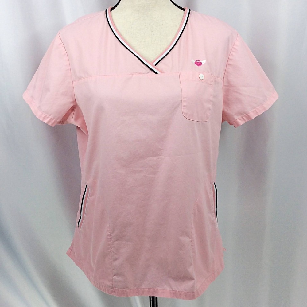 KOI Kathy Peterson Scrub Top Women's Size Large Pink